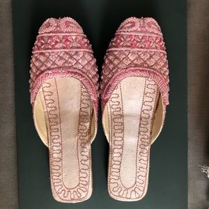 Handmade Pink Beaded Slip on Sandals